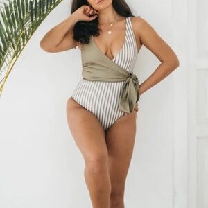 BAIIA Mossman Green Striped Reversible SwimSuit Body Only